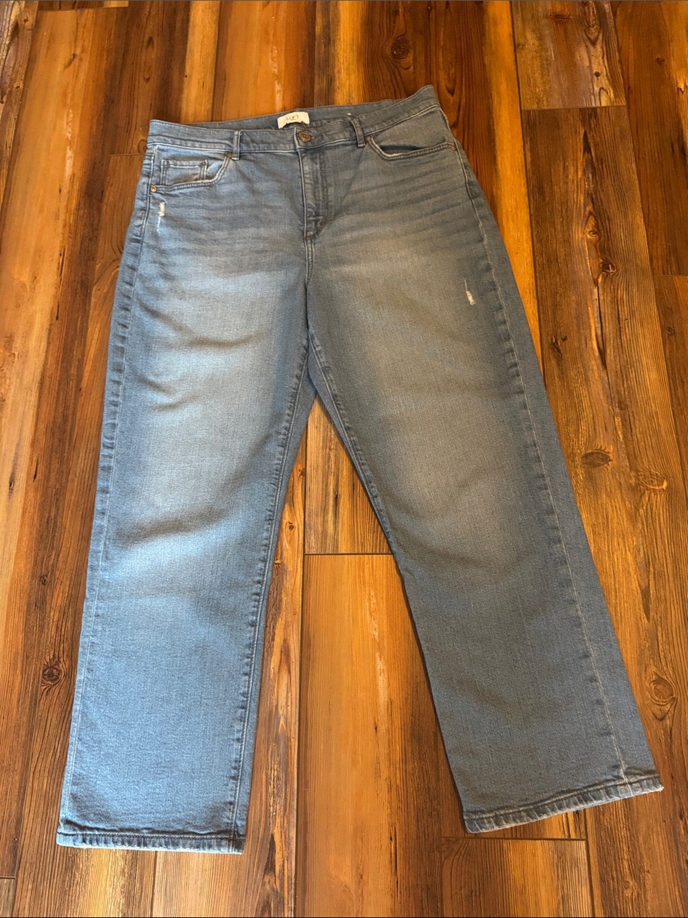 LOFT Straight Crop High Rise Jeans Medium Wash Size 12 - Picture 3 of 4